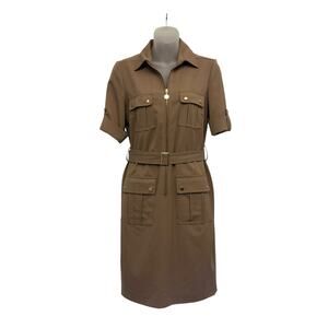 Vintage Marvin Richards Dress Safari Utility Belted Cargo Military Khaki Size 4